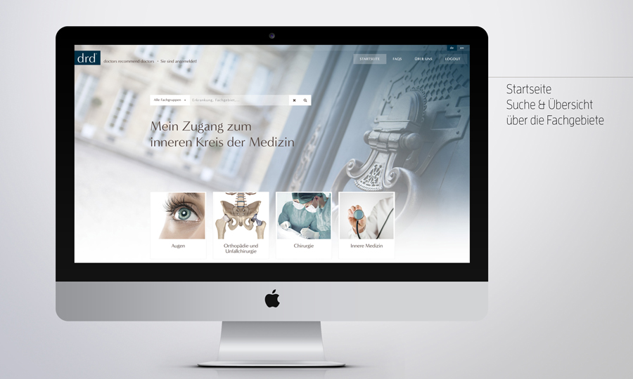Website Frontpage mit Suche